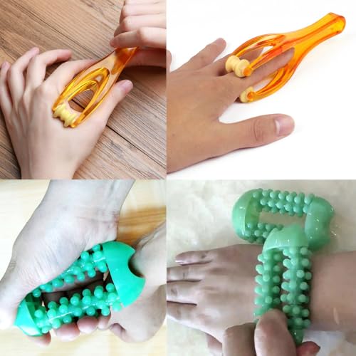 2 Pack Finger Massager Roller Set Hand Massager Trigger Finger Therapy Tool for Arthritis and Joint Pain Relief Blood Flow Circulation Improvement Repetitive Strain Relief Carpal Tunnel Symptom