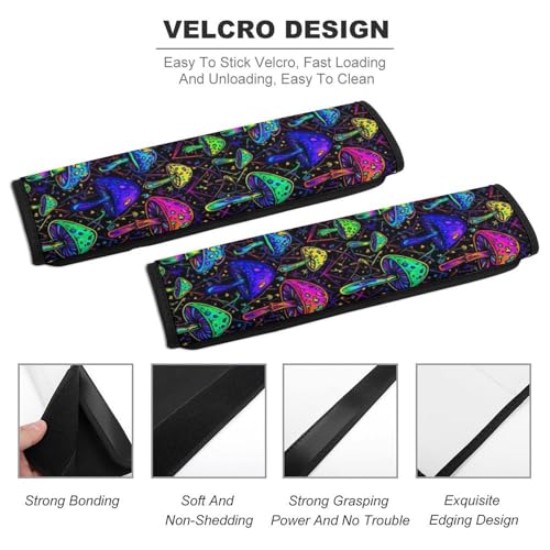 2 Pack Universal Soft and Comfortable Car Seat Belt Pad for Girls and Boys, Stroller Pushchair High Chair, Mushroom Plaid Purple Shoulder Protector - color: Pattern 220