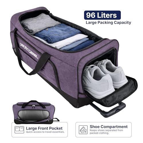 Pacific Gear Duffel Bag with Rolling Wheels - color: Purple, size: 30 inch