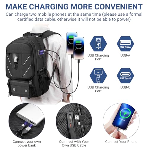 17.3 Inch Travel Laptop Backpack with Shoe Compartment,Water Resistant Anti Theft Bag with USB Charging Port,50L Backpacks Compartmentsfor Men Women