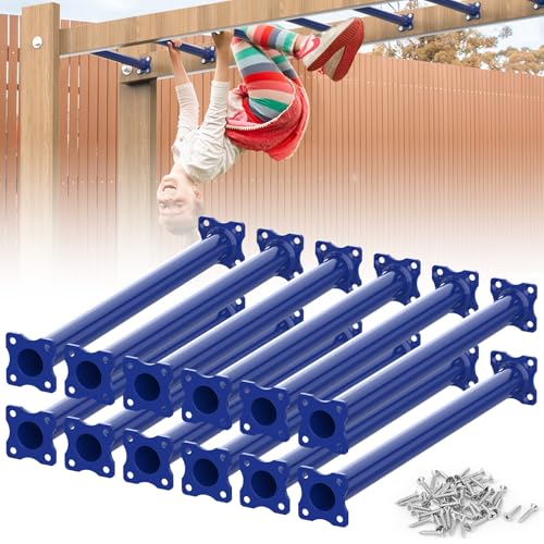 16.5 Inch Monkey Bars Kit Monkey Bar Ladder Rungs (Dark Blue, 12 Pcs) | Indoor Outdoor Metal Monkey Bars for Backyard - color: Blue Purple