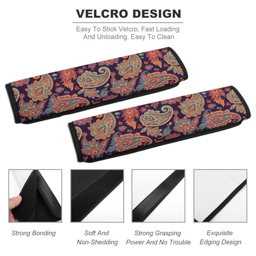 Universal Soft and Comfortable Car Seat Straps Shoulder Pads for Adult Use, Stroller Pushchair High Chair, 2PCS Boho Floral Paisley Harness Pads Strap - color: Pattern 602