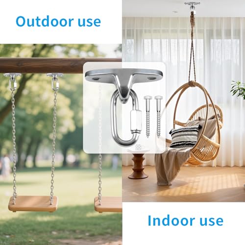 Stainless Steel Heavy Duty Swing Hanger, Eye Hooks with Brackets Wooden and Concrete Bolts 2000 lb Capacity Playground Porch Yoga Seat Trapeze SwingSets Indoor Outdoor - size: 1 Pack