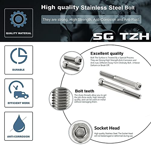 1/2-13 x 3-1/2" Socket Head Cap Screws Bolts, 20Pcs 304 Stainless Steel 18-8, Allen Socket Hex Drive, Full Thread, Bright Finish by SG TZH(with Hex Spanner) - size: 1/2-13 x 3-1/2"