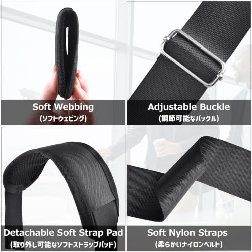 Wide Replacement Shoulder Strap Adjustable Crossbody Canvas Webbing for Messenger Bag Laptop Computer Bag - color: #2 - Black
