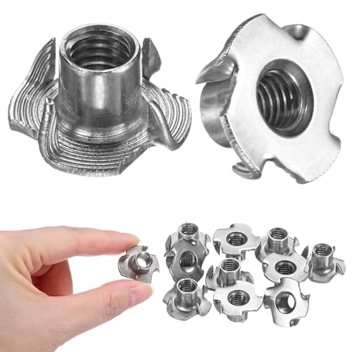 M METERXITY 10-Pack M8x10.7mm T-nut, 4-Pronged Tee Nut Threaded Insert | Stainless Steel, for Wood, Rock Climbing Holds, Furniture, Corrosion Resistant Fasteners - size: M8x10.7mm