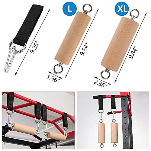 Wooden Pull Up Grips and Balls, Atomic Rock Climbing Holds Training Set,Grip Strength Trainer,Ninja Warrior Obstacle Course Handles and Rope.Suit(L/XL Ball(L/XL) - color: Suit XL