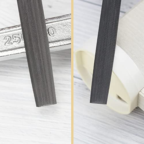 KALIM 2-Piece Flat & Half Round Medium Cut File, Double Cut Teeth, 6'' Length, Made of High Carbon Steel, Hand File Without Handle Suitable for Wood, Metal, Sharpening, etc.