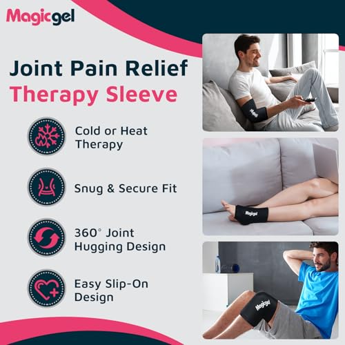 Magic Gel Medium Knee & Elbow Ice Pack Sleeve 1 Pack – Reusable Hot & Cold Therapy Wrap for Targeted Relief – Compact Compression Fit - style: Medium Knee & Elbow Pack
