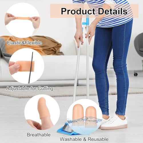 10 Pcs Gel Finger Cots, Silicone Finger Protectors, Waterproof Thumb Guard, Fingers Sleeves for Cracking, Peeling, Fingertip Bandage Alternative (Nude)