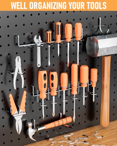 INCLY 206PCS Heavy Duty 1/4" Pegboard Hooks Set for Hanging Tools | Peg Board Hooks & Hangers, Only Fit 1/4 Inch Pegboard, Peg Board Accessories, For Garage Organizing - size: 1/4 Inch
