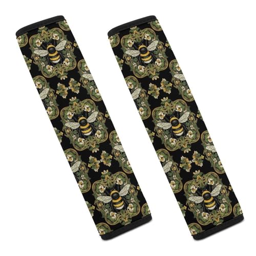 2 Pack Queen Bee Flowers Car Seat Straps Shoulder Pads Breathable Shoulder Protector for Elderly Support, Most Cars, Pressure Relief - color: Pattern 91