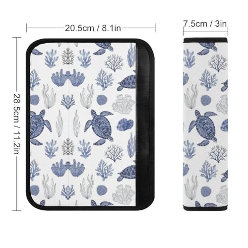 2 Pack Sea Turtle Grass Natural Watercolor Car Seat Straps Shoulder Pads Universal Soft and Comfortable Seat Belt Cushion for Adults and Children, Stroller Pushchair High Chair - color: Pattern 434