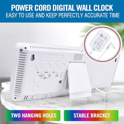 Large 13.7" LED Digital Timer（5''Nunmber）, 11 Color Changing, Count Up/Down Timer with Remote Control, Adjustable Brightness Wall Clock for Home, Office, Gym, Elderly, Auto DST - color: 13.7''rgb+remote