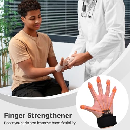 Finger Stretcher, Hand Strengthener, Adjustable Grip Exerciser With 30 Silicone Bands 40/60/75 Lbs For Exercise, Climbing, Injury Rehabilitation
