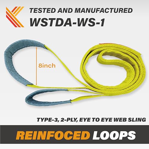2-Ply Lifting Sling Straps 2”x 12ft - 6200lbs Vertical Capacity Heavy Duty Flat Eye Lift Sling, for Rigging Moving Towing Hoisting -2Pack - Kodiak Straps - color: 2 PACK, size: 2inch x 12ft