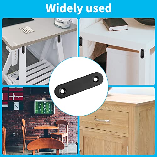 Biaungdo 2.36" Stainless Steel Flat Plate Straight Bracket, Black,20 Sets | Metal Corner Brace Brackets, Mending Repair Plate Brace, With Screws & Screwdriver, For Wood (60mm x 16mm x 2mm) - size: 60x16x2.0mm
