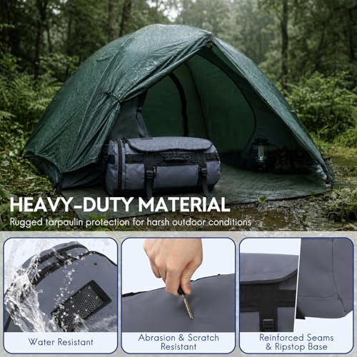 Haimont Heavy Duty Convertible Travel Duffel Backpack, Grey, 60L | Shoe Compartment, Water-Resistant Tarpaulin, Wide U-Shaped Opening - color: Grey, size: 45L