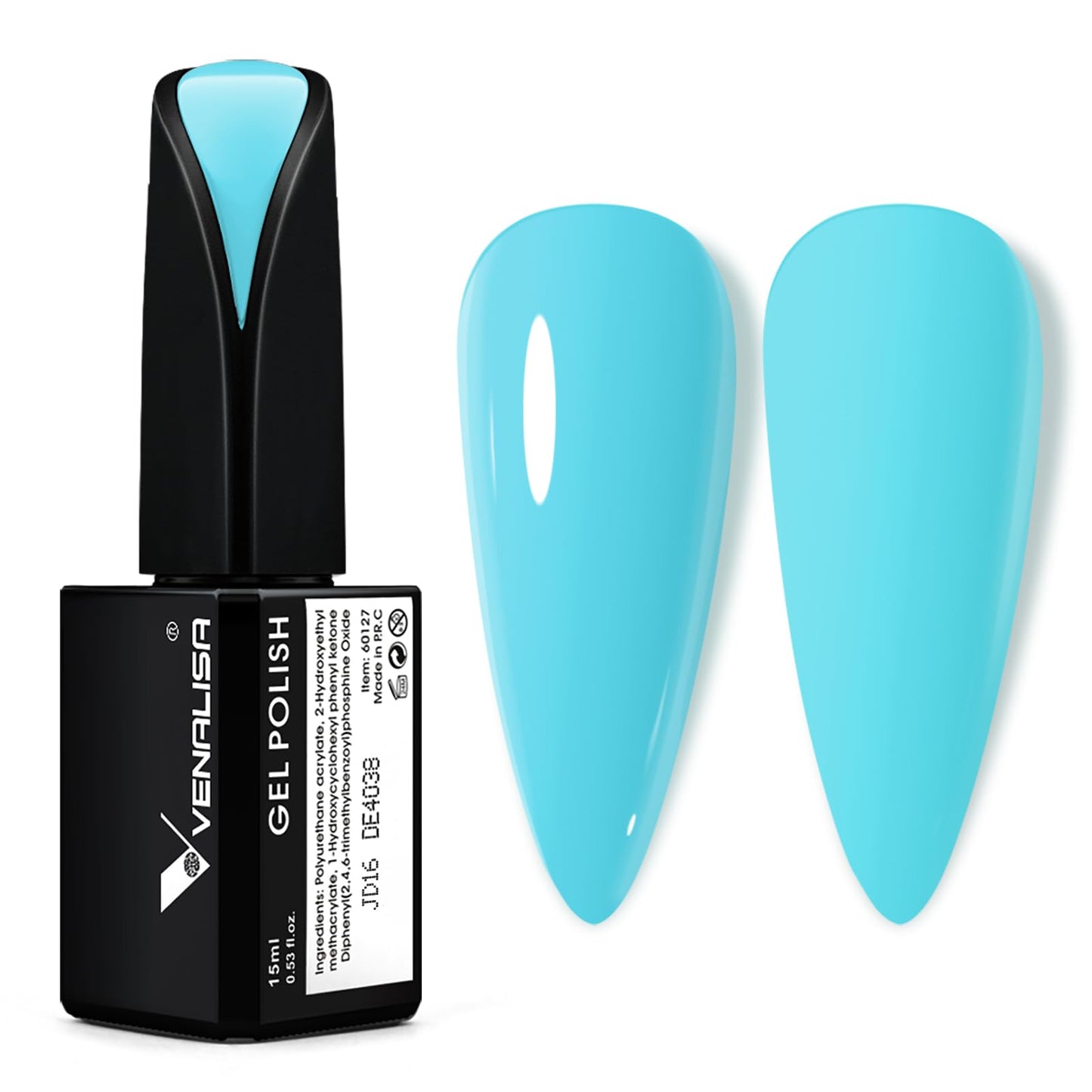 Venalisa 15Ml Baby Blue Gel Nail Polish, Light Blue Gel Polish Pastel Electric Blue Color Soak Off Uv Led Nail Gel Polish Nail A
