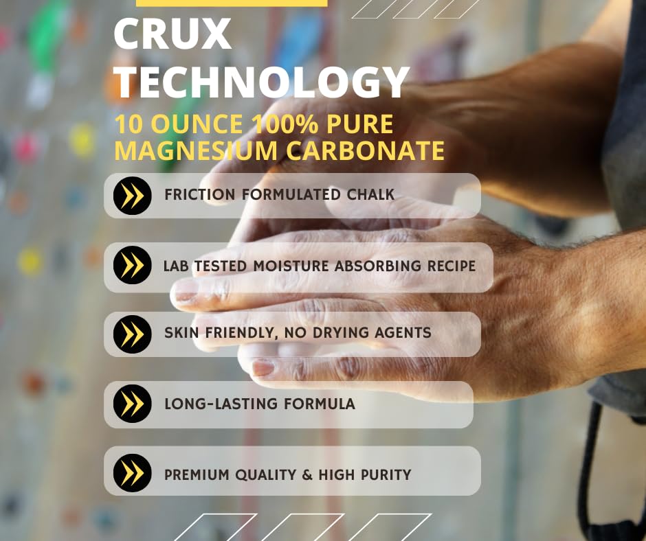 Crux Technology Sports Chalk for Rock Climbing 100% Magnesium Carbonate - style: Hybrid Blend