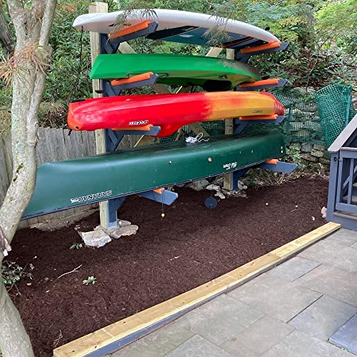 ReRackiT - Outdoor or Indoor Wall Mounted Kayak Rack, SUP Rack, Canoe Rack - Stackable - size: 4 Rack (For Canoes)