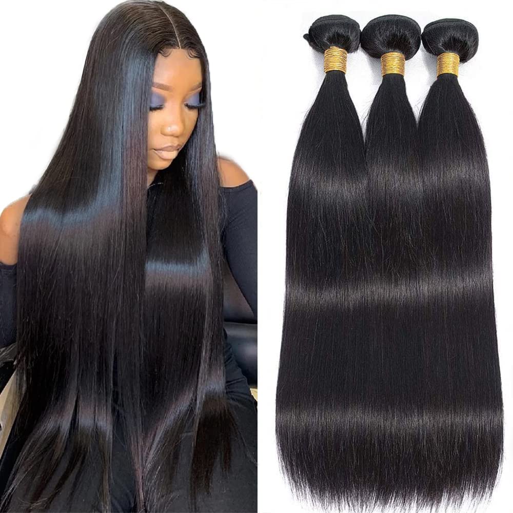 10A Straight Hair Bundles Brazilian Virgin Human Hair Bundles Straight 10 12 14 Inch 100% Unprocessed Virgin Hair Straight Weave