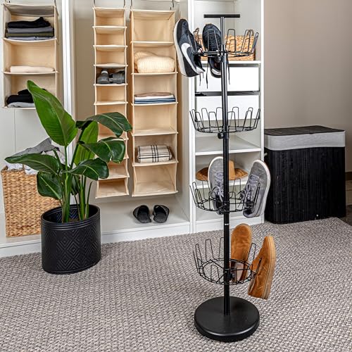 Household Essentials 4-Tier Shoe Storage Tree, Matte Black - color: Matte Black