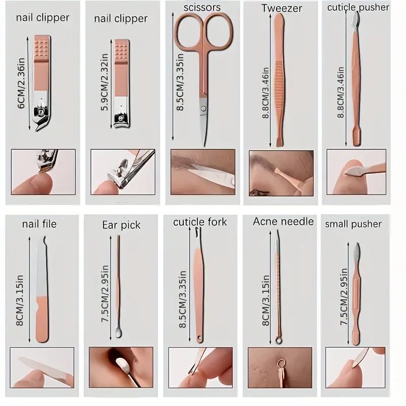 Nail Clipper Manicure Set, 7 in 1 Stainless Steel Professional Pedicure Kit Nail Scissors Grooming Kit with PU Leather Case for Travel & Home Use - size: 7 In 1