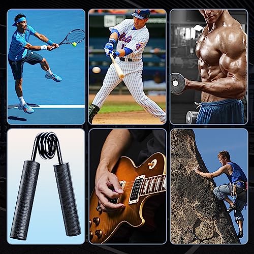 ZEAGUS Grip Strength Trainer 4 Pack,Metal Hand Grip Strengthener Kit-Black | Non-Slip Heavy-Duty Forearm Exerciser,50LB-200LB Hand Gripper for Muscle Building and Hand Rehabilitation Exercising - color: Black