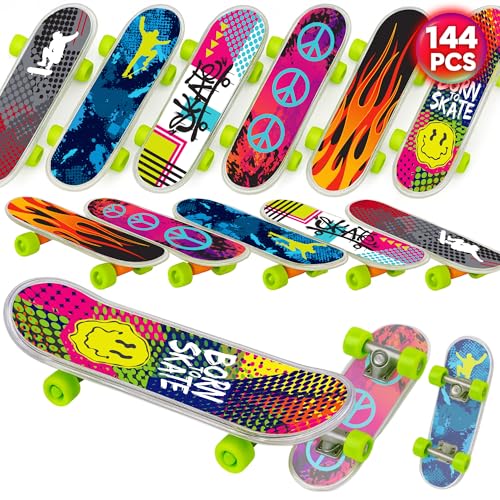 ArtCreativity 144 PCS Mini Finger Skateboards for Kids – 2 Inch Durable Fingerboard Toys in Assorted Designs – Skateboard Party Favor, Goodie Bag Fillers, Classroom Prizes, Toys 3+
