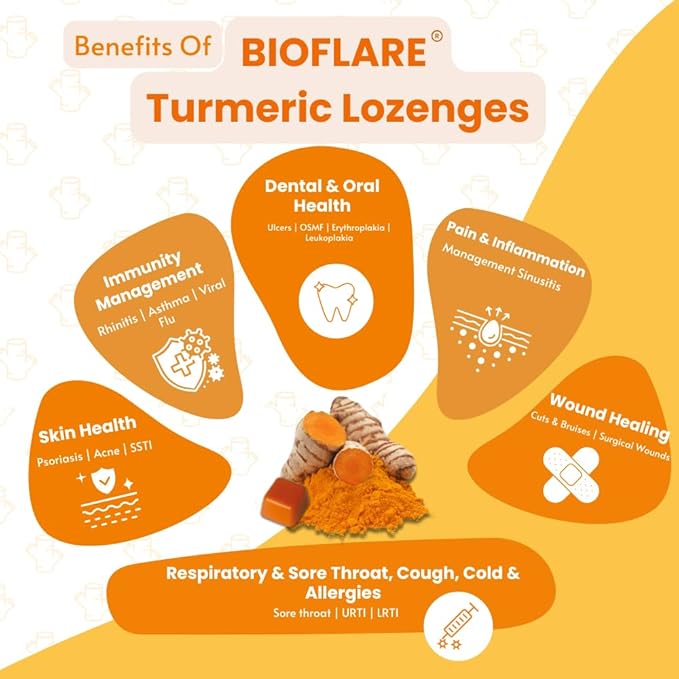 Turmeric Lozenges – Sugar-Free Throat Lozenges for Sore Throat Relief & Cough – Turmeric Curcumin Supplement with Curcuma & Turmeric Extract – Immune & Liver Support (10-Pack)