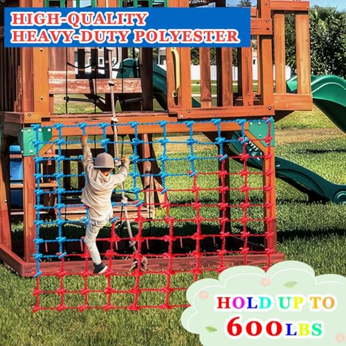 Climbing Cargo Net, Polyester Playground Climbing Net, Heavy Duty Large Military Climbing Net for Kids Outdoor, Kids Safety Protection Net, Rope Ladder, Jungle Gyms, Swingset, Treehouse - size: 3ft x 9ft