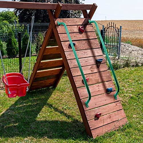 Lounsweer 2 Pcs,37 Inch Playground Safety Handles, Long Grab Bars,Green | Playhouse Ladder Handles, Treehouse Accessories, Rock Climbing Wall, Metal Grab Bars, Safety Handrails, Playground Equipment - color: Green, size: 37 Inch