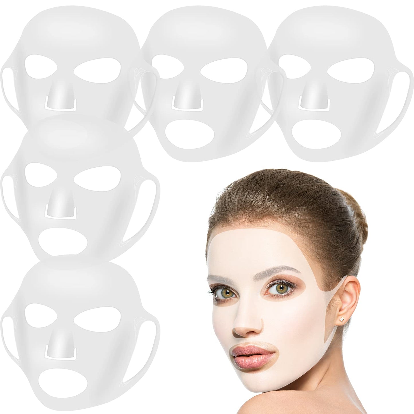 5 Pieces Reusable Silicone Facial Mask Facial Mask Cover Silicone Skin Mask Reusable Moisturizing Face Silicone Face Wrap For Sh