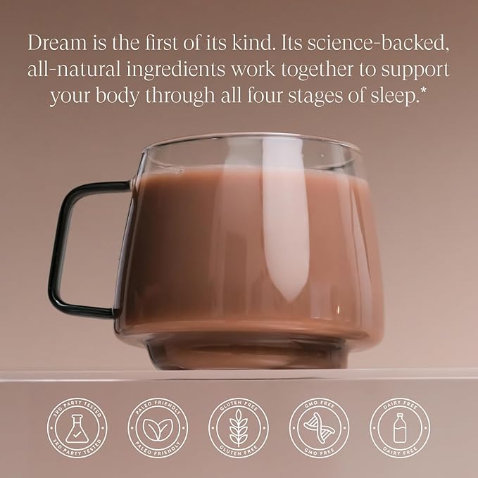 Beam Dream Sleep Powder, Sleep Aid, Sleep Aids for Adults, Contains Magnesium, Melatonin, L Theanine, Apigenin, Natural Sleep Supplement, Vegan, Non GMO, 3rd Party Tested, 5 Servings, Cinnamon Cocoa