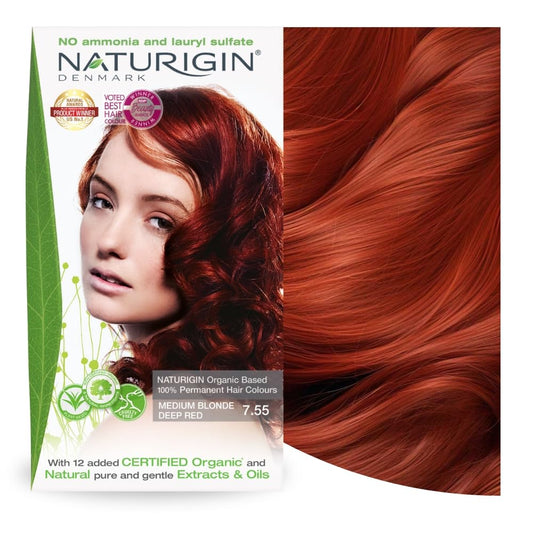Naturigin Permanent Hair Color, 7.55 Dark Red Hair Dye, Ammonia And Paraben Free, Up To 100% Gray Hair Coverage, Long Lasting, V