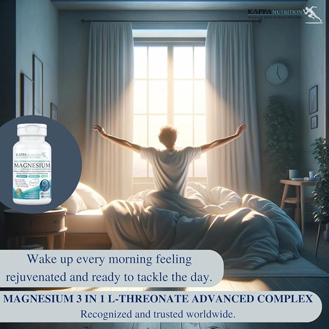 (120 Capsules), 2,253mg Per Serving, Providing 420mg Elemental Magnesium, L-Threonate, Bisglycinate Chelate, Malate, from Kappa Nutrition.