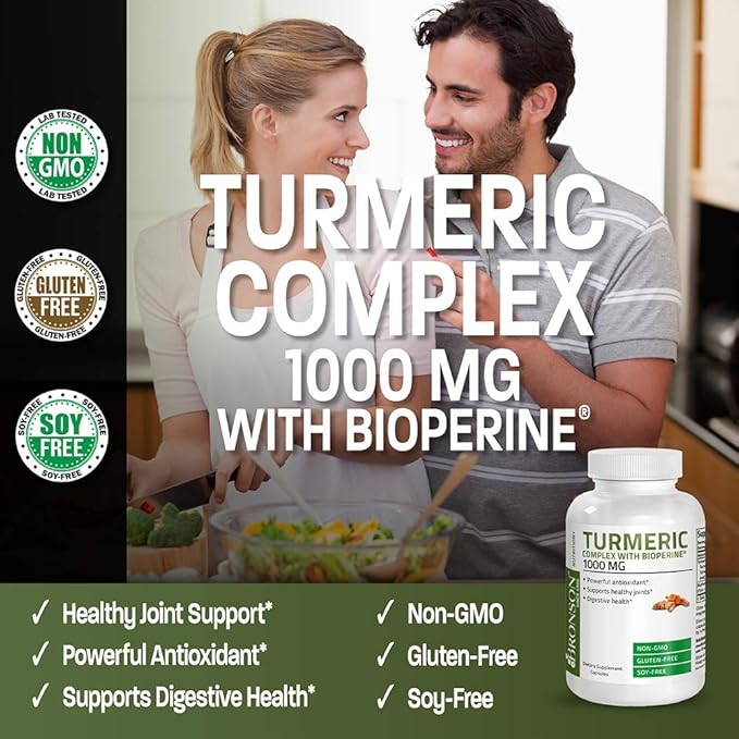 Turmeric Curcumin with BioPerine - High Potency Premium Joint Support with 95% Standardized Curcuminoids - Non-GMO Capsules with Black Pepper - 180 Count