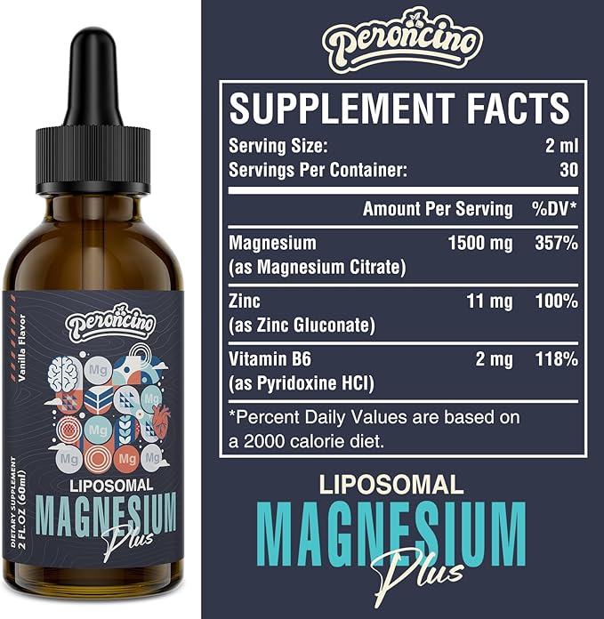 Liposomal Magnesium Citrate Drops for Gut and Bone Health, Mood and Stress Management, Powerful Formula with Vitamin B6 and Zinc Gluconate 60ml (2.04 Fl Oz (Pack of 2))