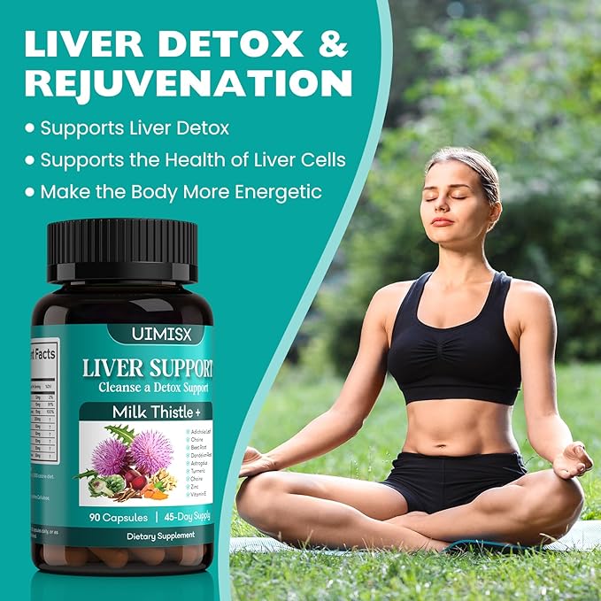Milk Thistle Supplement - Liver Detox Cleanse Formula Herbal Liver Support with Milk Thistle, Dandelion Root, Artichoke, Turmeric, Astragalus for Liver Health, 90 Capsules-61