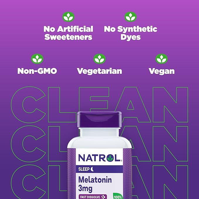 Natrol Fast Dissolve Melatonin 3 mg, Supplements for Restful Sleep, Sleep Support for Adults, 200 Strawberry-Flavored Melatonin Tablets, Up to a 200 Day Supply