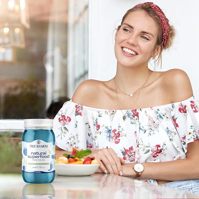 TrueSeaMoss Sea Moss Gel – Made in USA – Wildcrafted Seamoss, Fresh Fruits & Sea Vegetables – Blue Spirulina, Pack of 3 (Labels may Vary)