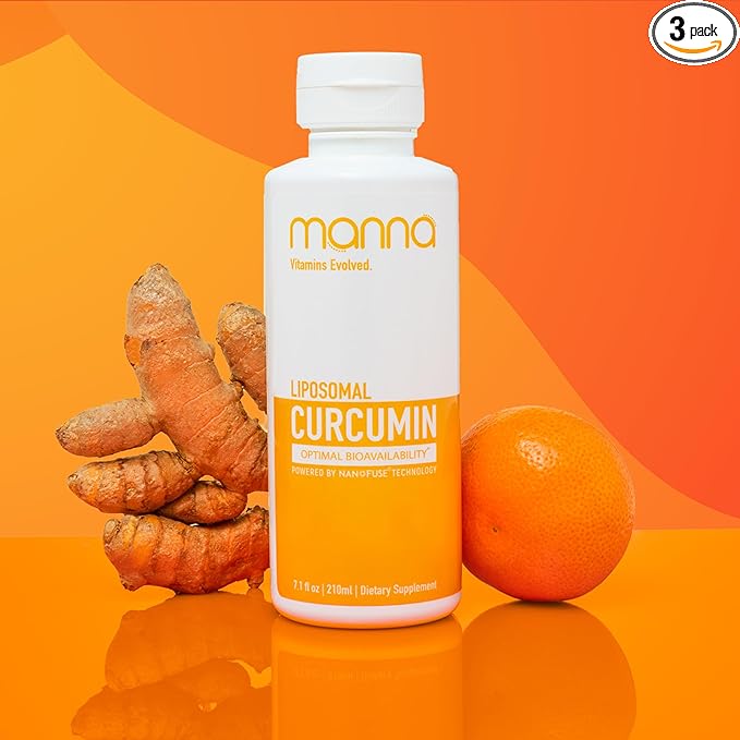 Manna Vitamins Evolved Liposomal Liquid Curcumin for Advanced Absorption Best Turmeric Supplement for a Healthy Life (3 Pack)