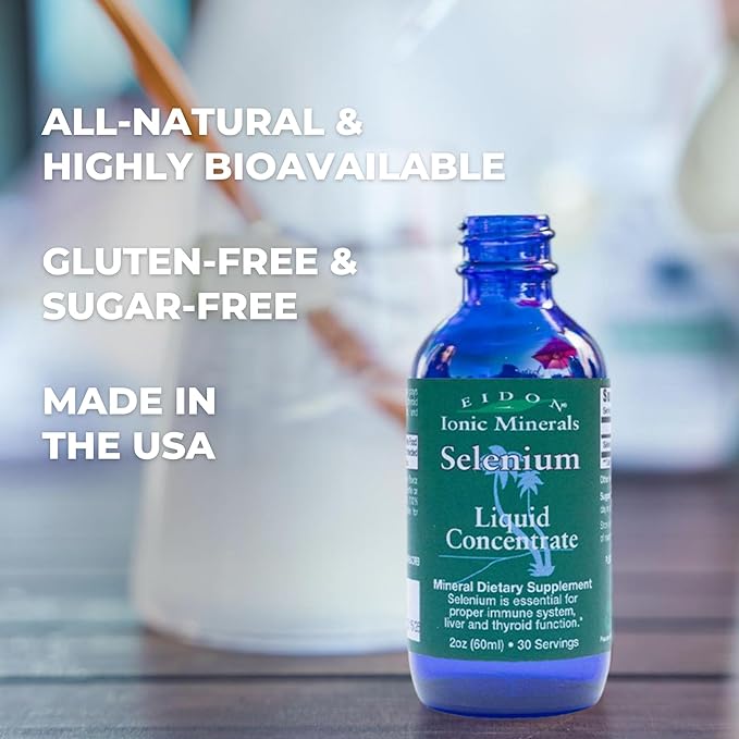 Eidon Ionic Minerals Liquid Selenium, Selenium Drops, Sodium Selenate Supplement, Support Liver Health and Thyroid Function, Immune System Support, 2 oz