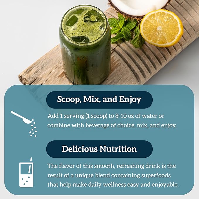 Organifi Green Juice - Organic Superfood Powder - 180-Day Supply - Organic Vegan Greens - Helps Decrease Cortisol - Provides Better Response to Stress - Supports Weight Control - Total Body Wellness