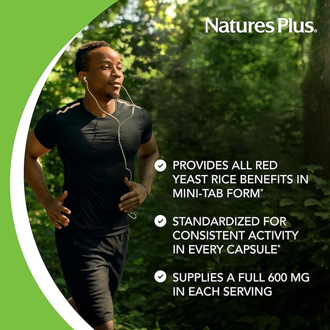 NaturesPlus Herbal Actives Red Yeast Rice, Extended Release - 600 mg, 120 Mini Tablets - Herbal Supplement - Vegan, Vegetarian, Gluten-Free - 60 Servings