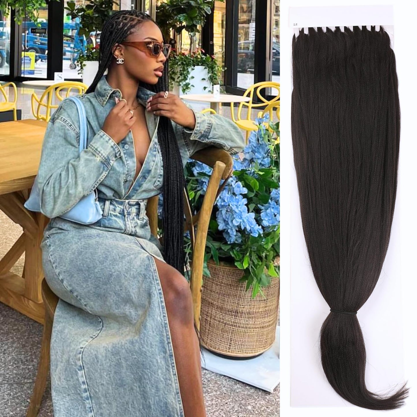 Gozill Pre Sectioned Braiding Hair Black Pre Stretched 26 Inch Hypoallergenic Synthetic Braiding Hair For Knotless Box Braids