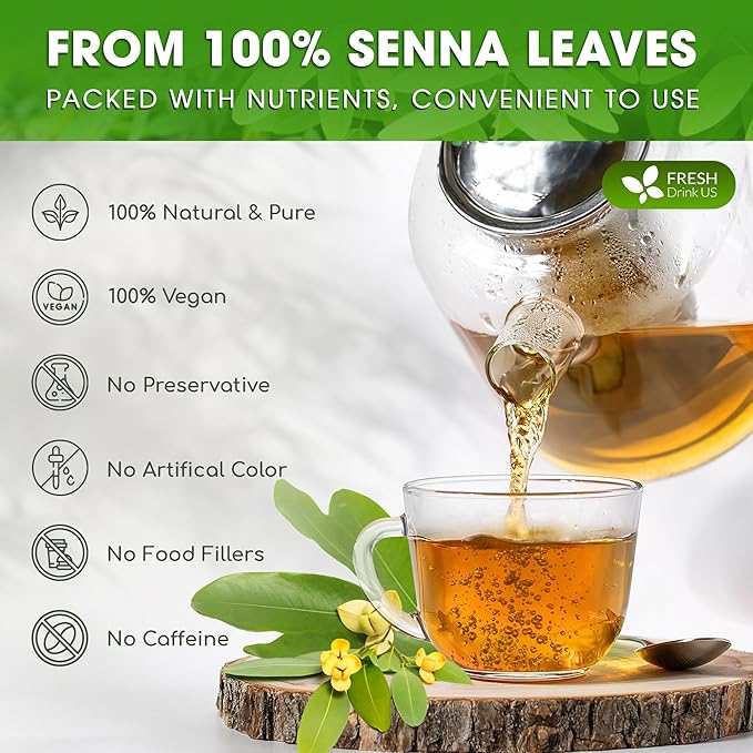 FRESHDRINKUS, Premium 16oz Senna Leaf Powder, 100% Natural and Pure from Senna Leaves, No Additives, No Gluten, No Sugar, Vegan