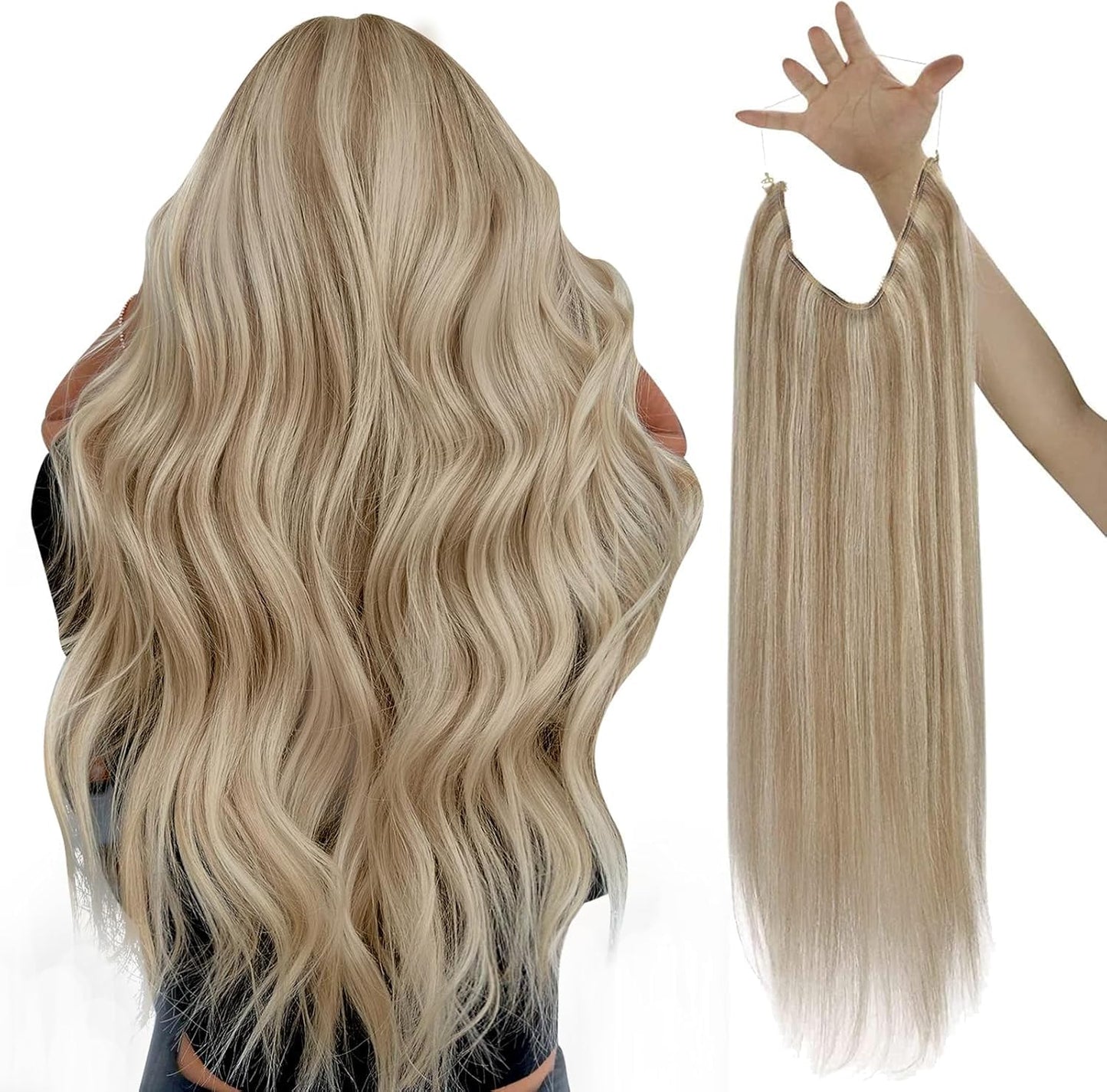 Sunny Blonde Hair Extensions 18 Inch Wire Hair Extensions Ash Blonde Highlights Light Blonde Secret Hair Extensions Human Hair W