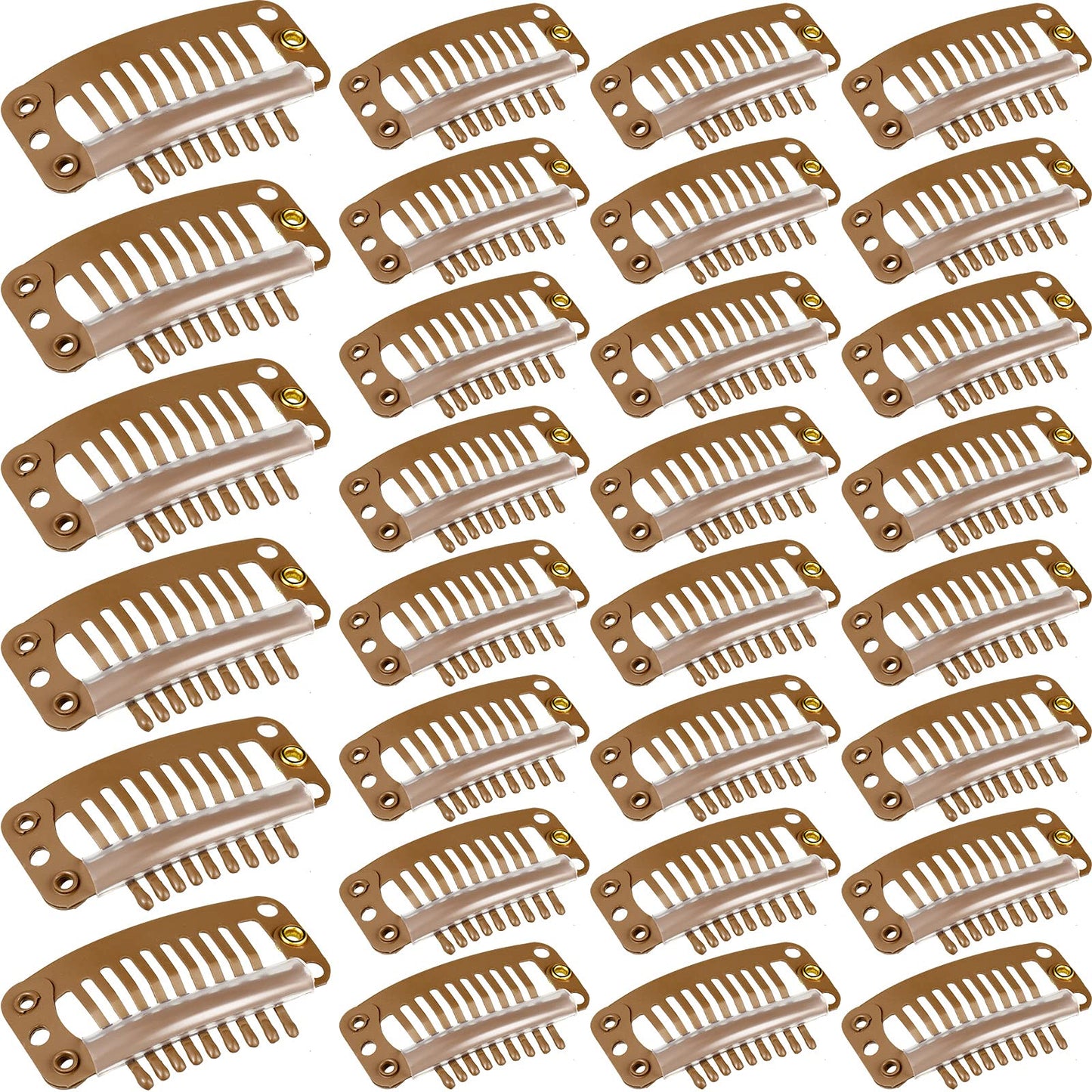 Willbond 30 Pieces 32 Mm 9-Teeth Hair Extension Clips (Light Brown) For Women Hair Extensions Diy